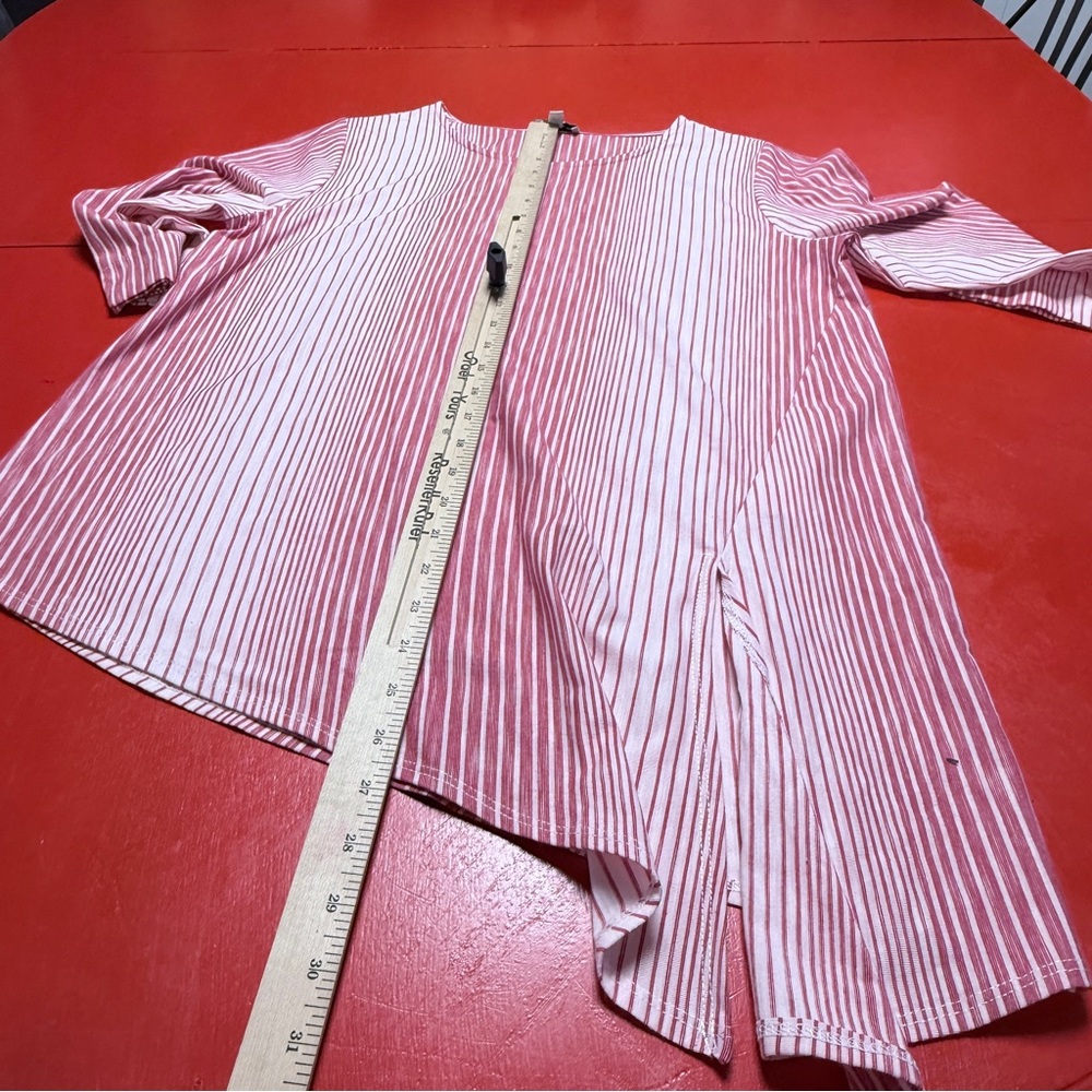 SEVEN FORTY TWO RED AND WHITE STRIPED ASYMMETRICAL TOP - Picture 5 of 7